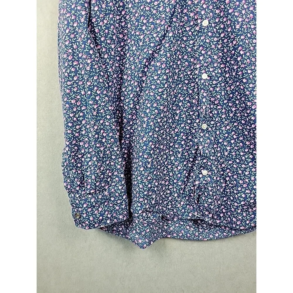 Fairlane & Sons 100% Cotton Blue Tiny Floral Long Sleeve Button Up Shirt Mens XL - Picture 5 of 12